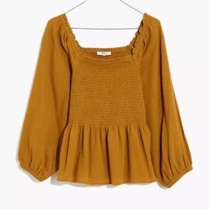 Madewell • Lucie Smocked Peplum Top